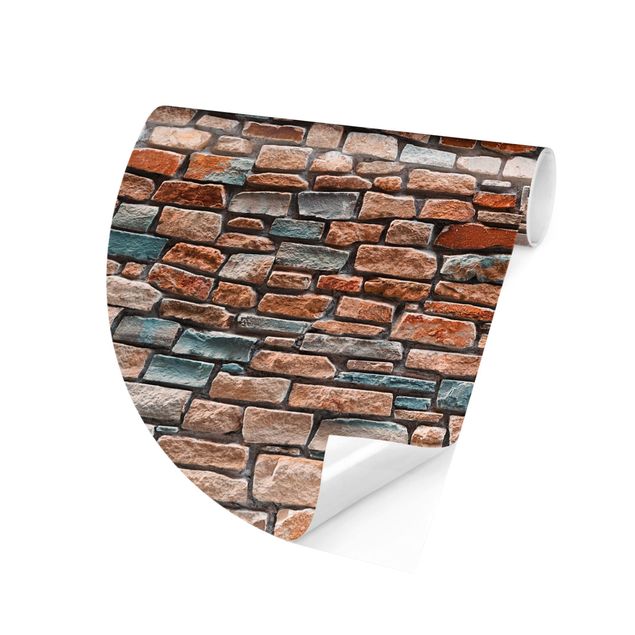Papel pared 3d Stone Look Red Turquoise