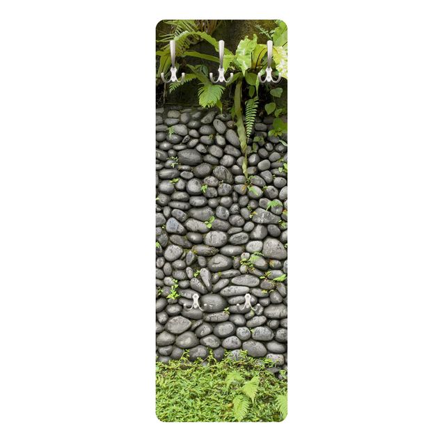 Perchero pared gris Stone Wall With Plants