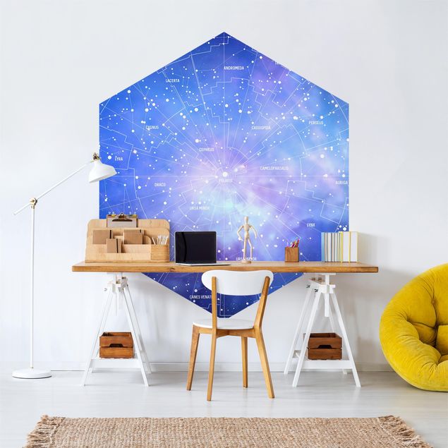 Papel pintado salón moderno Stelar Constellation Star Chart