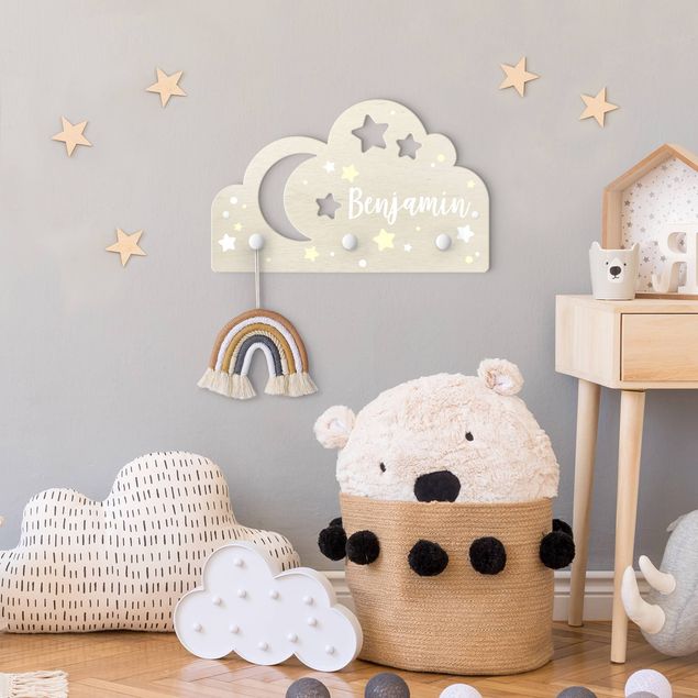 Percheros de pared con frases Starry Cloud And Moon With Customised Name