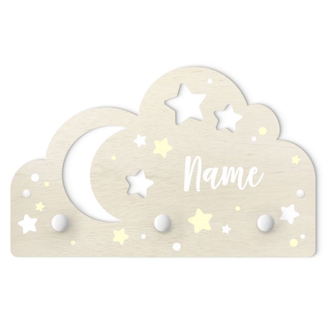 Percha pared Starry Cloud And Moon With Customised Name