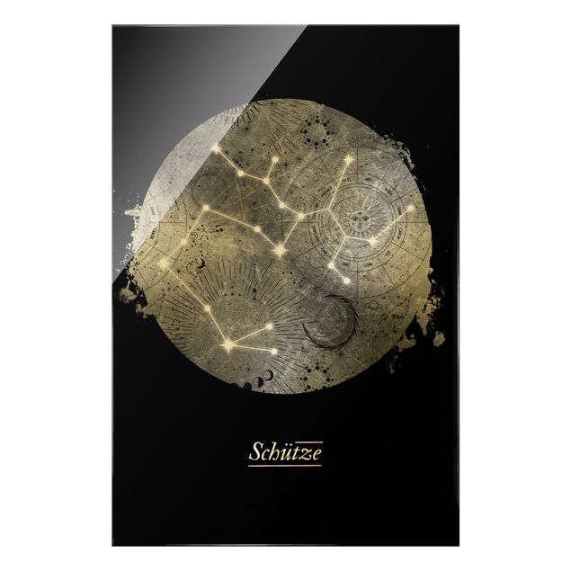 Tableros magnéticos de vidrio Zodiac Sign Sagittarius Silver