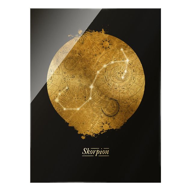 Tableros magnéticos de vidrio Zodiac Sign Scorpio Gray Gold