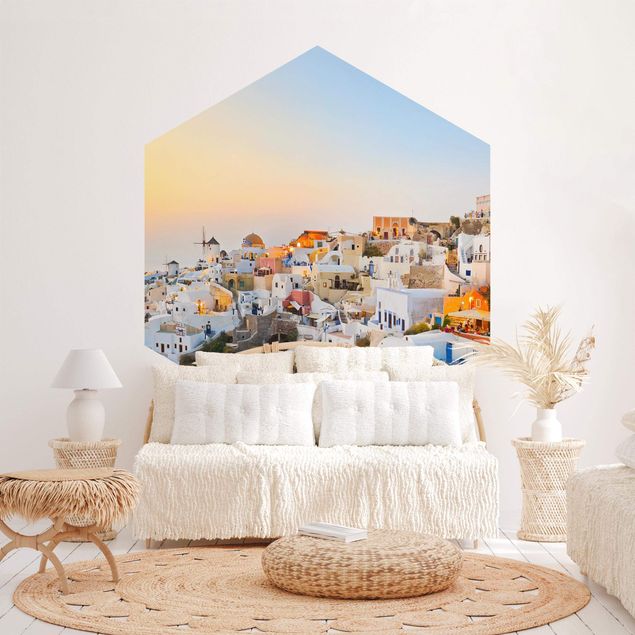 Papel pintado ciudades Bright Santorini