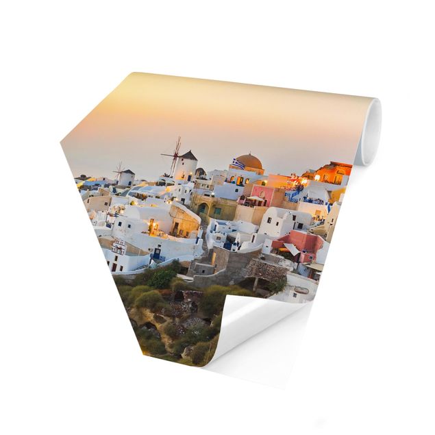 Papel pintado hexagonal Bright Santorini