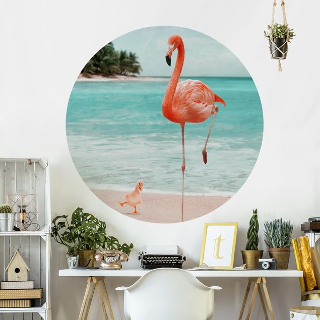 Decoración en la cocina Beach With Flamingo