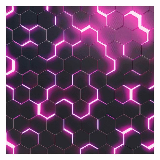 Papeles pintados Structured Hexagons With Neon Light In Pink