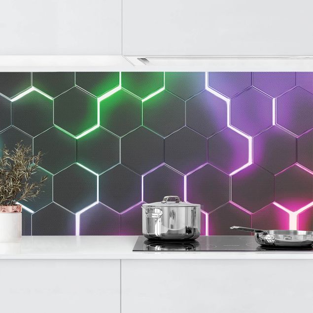 Láminas adhesivas Hexagonal Pattern With Neon Light