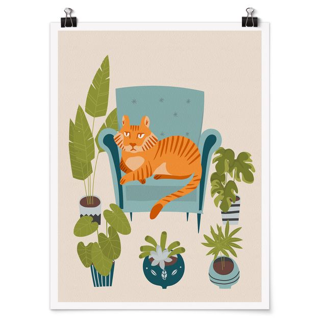 Láminas animales Domestic Mini Tiger Illustration