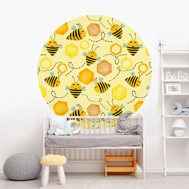 Papel pintado animales Sweet Honey With Bees Illustration