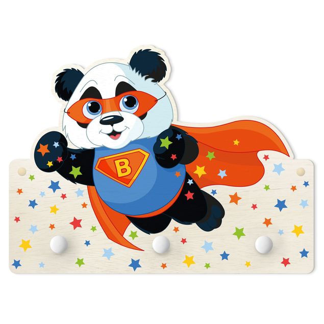 Percheros de pared multicolores Super Panda With Desired Letters