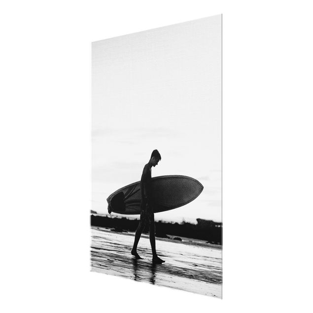Cuadros de cristal playas Shadow Surfer Boy In Profile