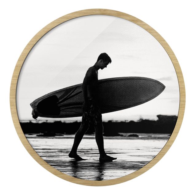 Pósters enmarcados de paisajes Shadow Surfer Boy In Profile