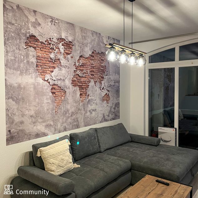 Papel pintado Shabby Concrete Brick World Map