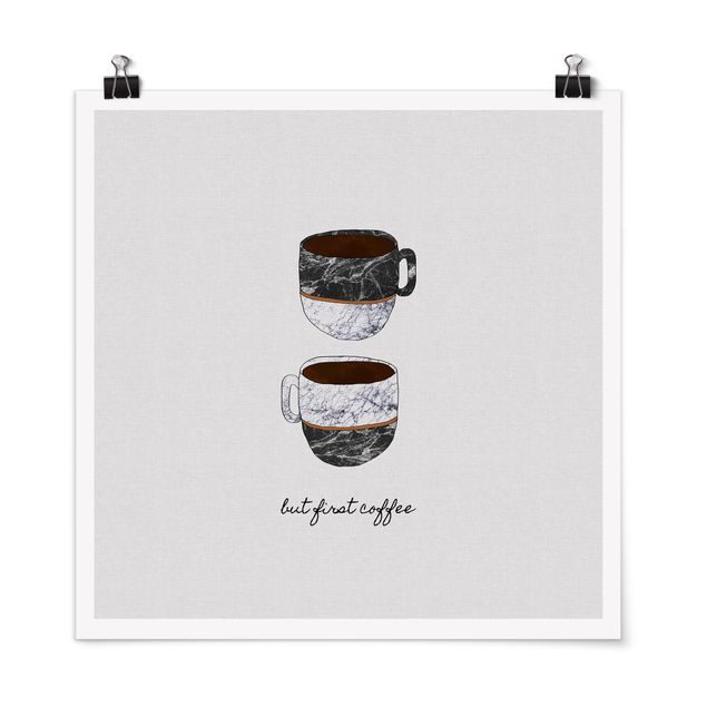 Póster cuadros famosos Coffee Mugs Quote But first Coffee