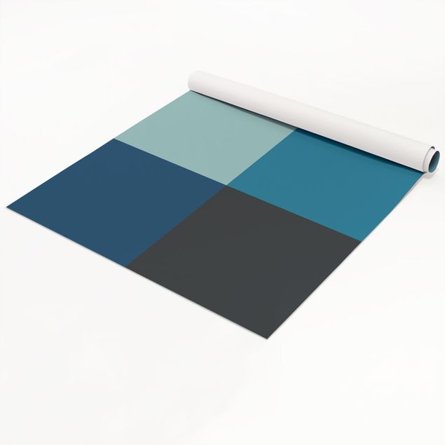 Papel adhesivo para muebles gris Deep Sea 4 Squares Set - Pastel Turquoise Teal Prussian Blue Moon Gray