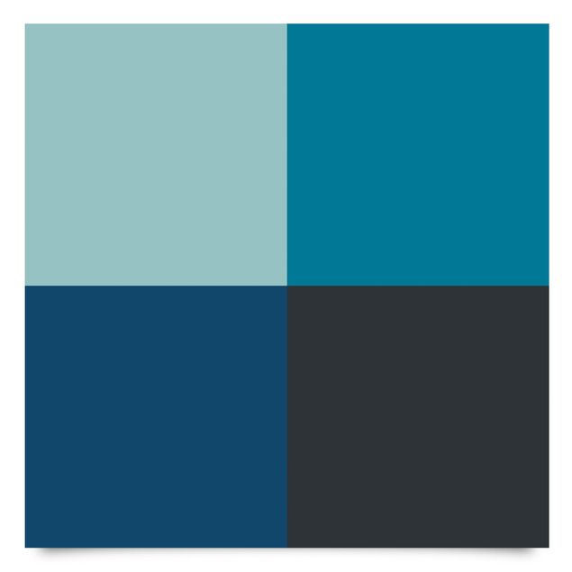 Láminas adhesivas en azul Deep Sea 4 Squares Set - Pastel Turquoise Teal Prussian Blue Moon Gray