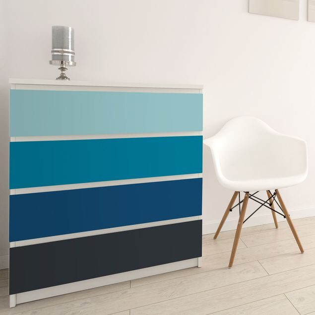 Papel adhesivo para muebles mate Deep Sea 4 Stripes Set - Pastel Turquoise Teal Prussian Blue Moon Gray