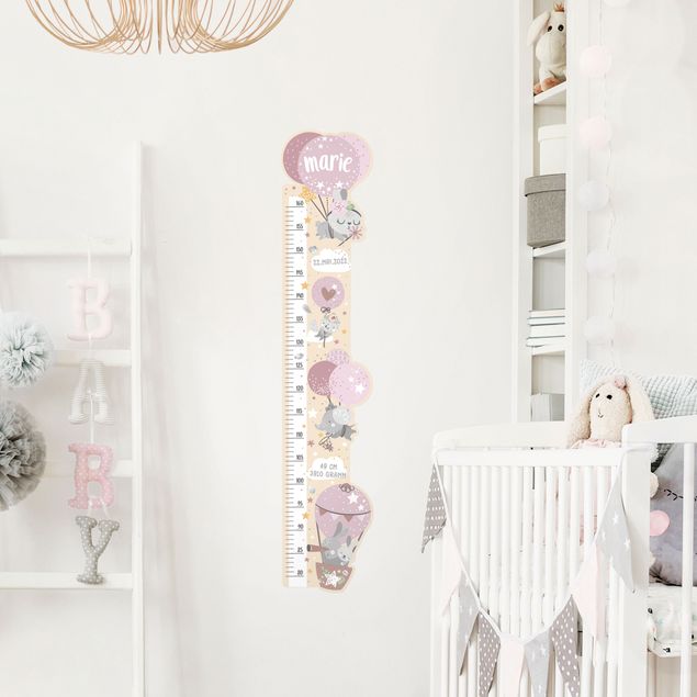 Decoración habitación infantil Animals In Balloons With Customised Name Pink