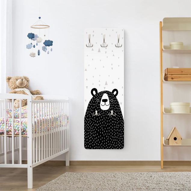 Percheros de pared en blanco y negro Zoo With Patterns - Bear