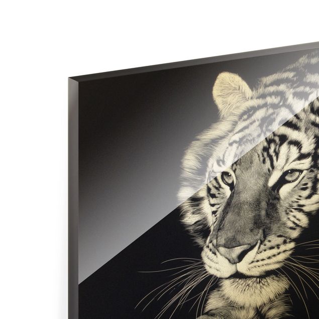 Cuadros en blanco y negro Tiger In The Sunlight On Black