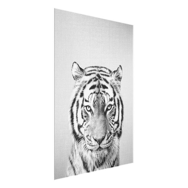 Cuadros de cristal animales Tiger Tiago Black And White
