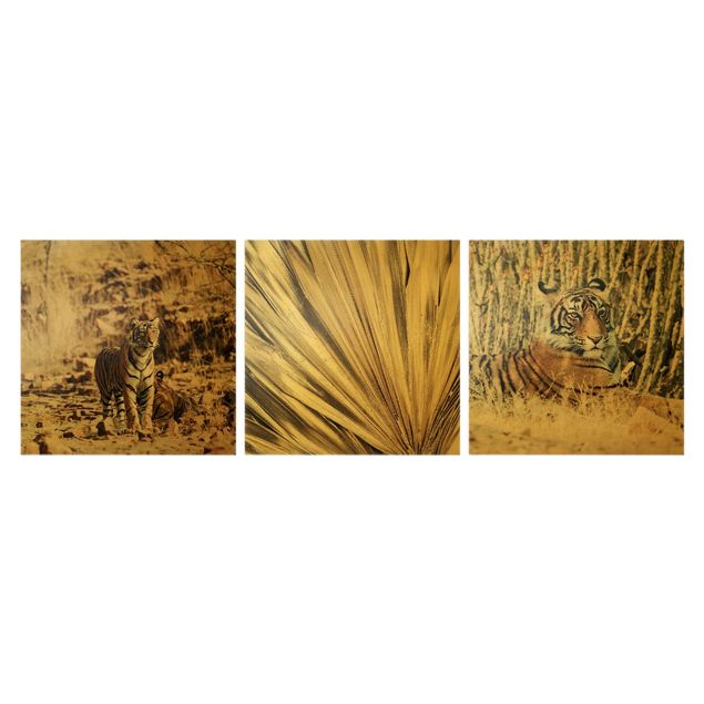 Lienzos flores Tiger And Golden Palm Leaves