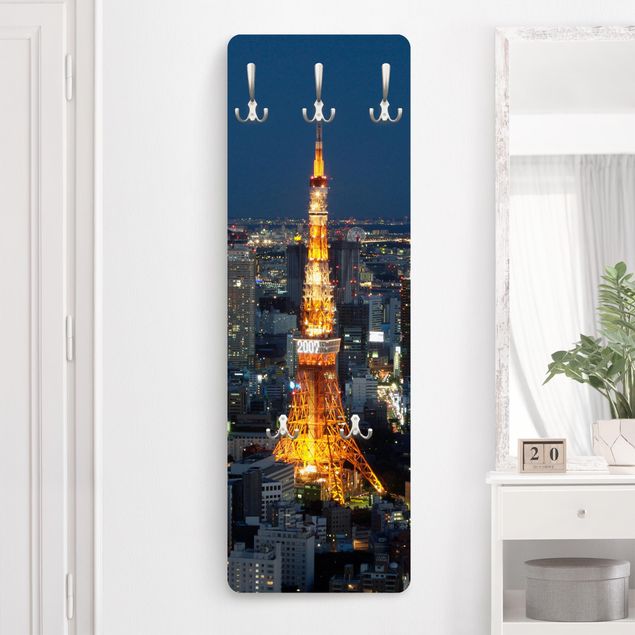 Percheros de pared de arquitectura y skyline Tokyo Tower