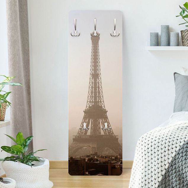 Percheros de pared de arquitectura y skyline Tour Eiffel