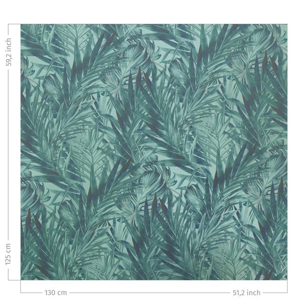 cortinas a medida on line Tropical Palm Leaves With Gradient Turquoise