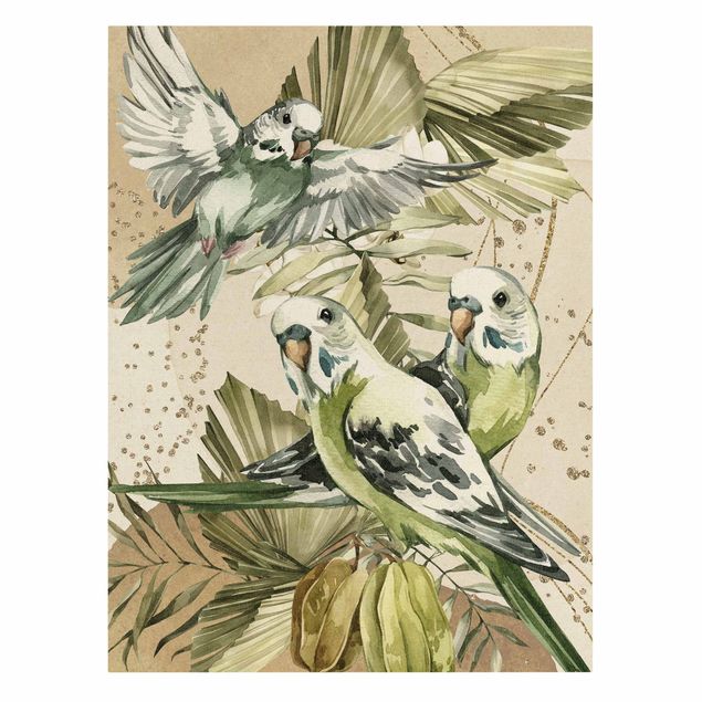 Cuadro verde Tropical Birds - Green Budgerigar