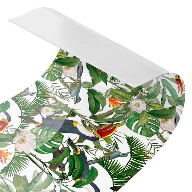 revestimiento pared cocina Tropical Toucan With Monstera And Palm Leaves II