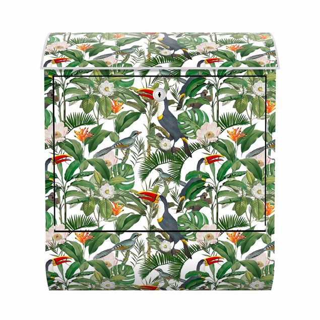 Buzones animales Tropical Toucan With Monstera And Palm Leaves