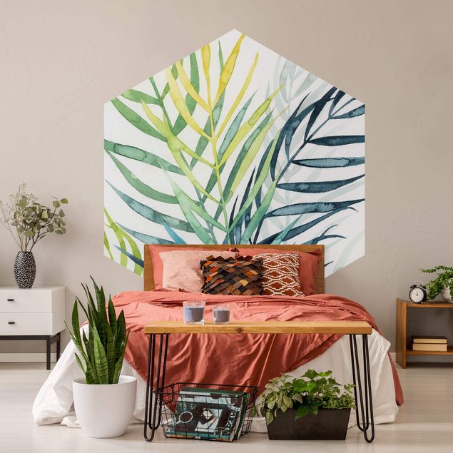 Papel pintado hexagonal Tropical Foliage - Palm Tree