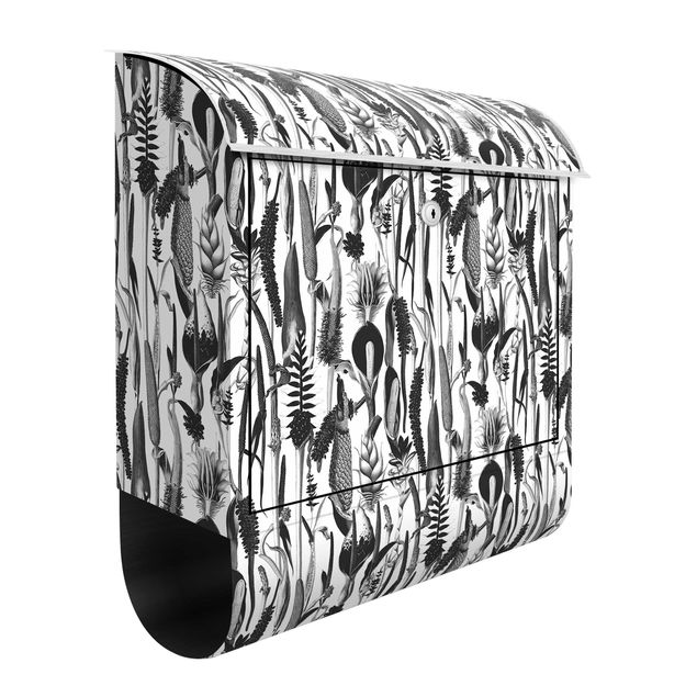 Buzón flores Tropical Luxury Pattern Black And White