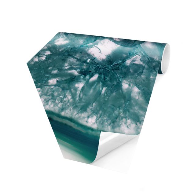 Papel pintado hexagonal Turquoise Crystal