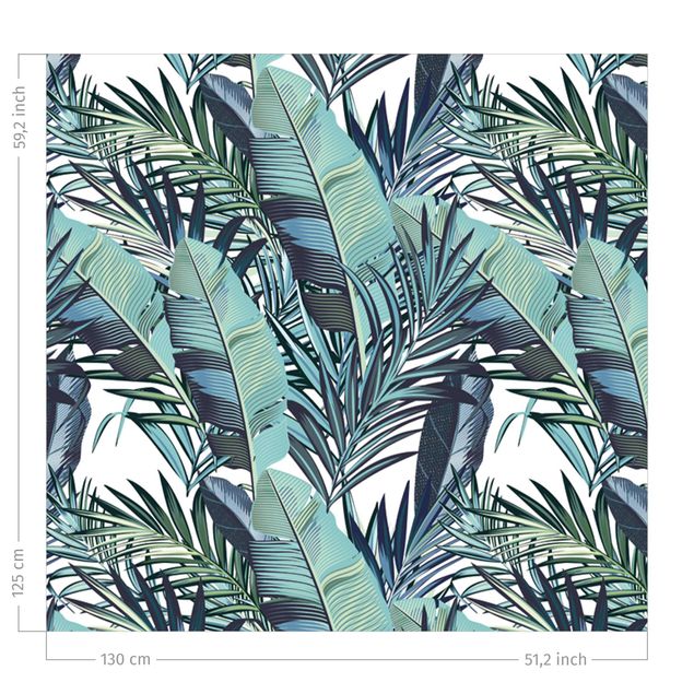 Cortinas con patrones Turquoise Leaves Jungle Pattern