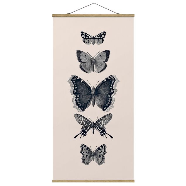 Cuadros infantiles animales Ink Butterflies On Beige Backdrop