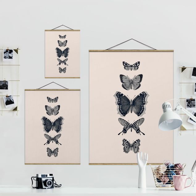 Cuadros de Monika Strigel Ink Butterflies On Beige Backdrop