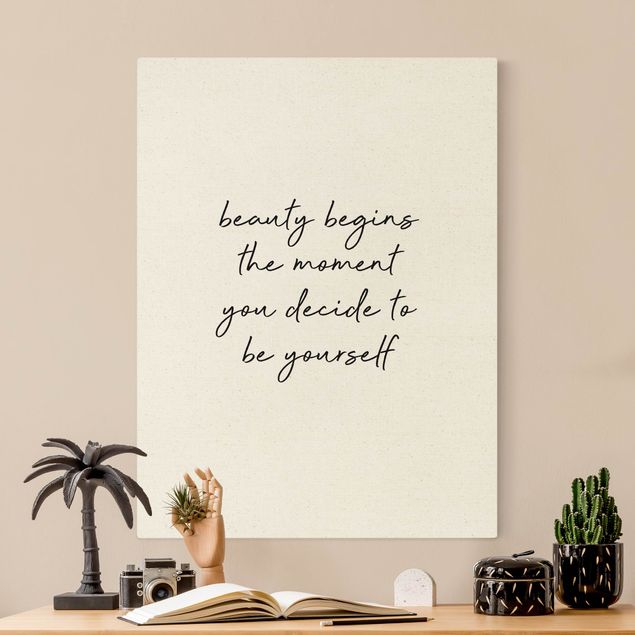Lienzos de frases Typography Beauty Begins Quote