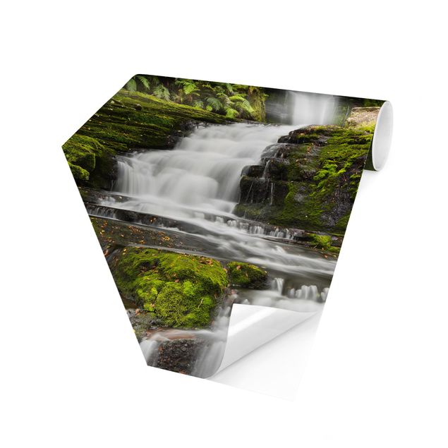 Papel pintado hexagonal Upper Mclean Falls In New Zealand