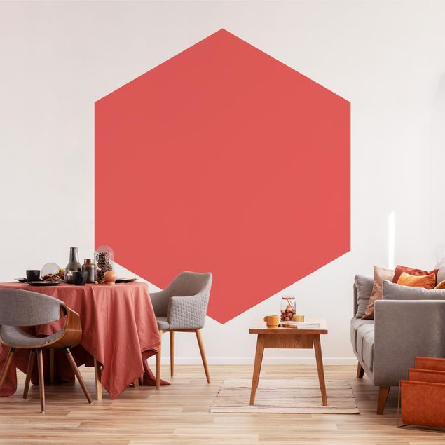Papel pintado hexagonal Vermillion