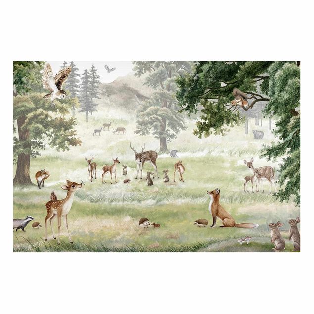 Cuadros de ciervos Gathering of forest animals