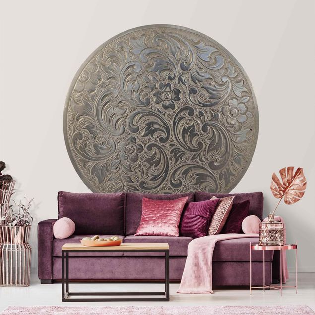 Papel 3d para pared Victorian Flower Ornamentation In Circle