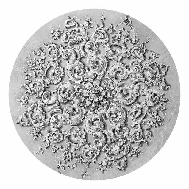 Papel pintado con patrones Victorian Ornamentation With Patina In Black And White