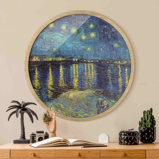 Pósters enmarcados de cuadros famosos Vincent Van Gogh - Starry Night Over The Rhone