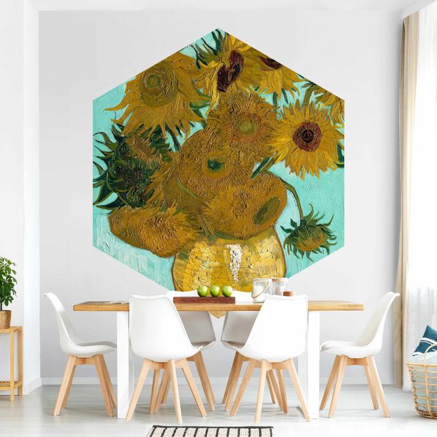 Papel pintado perros Vincent Van Gogh - Vase With Sunflowers