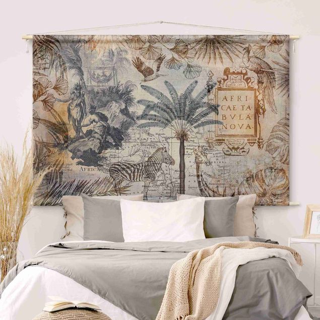 Tapices modernos para pared Vintage Collage Map Africa