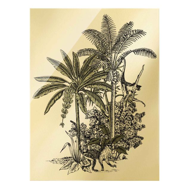 Cuadros de flores modernos Vintage Illustration - Monkeys  And Palm Trees