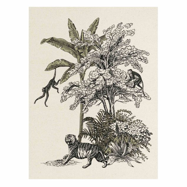 Cuadros en lienzo de flores Vintage Illustration - Climbing Monkeys